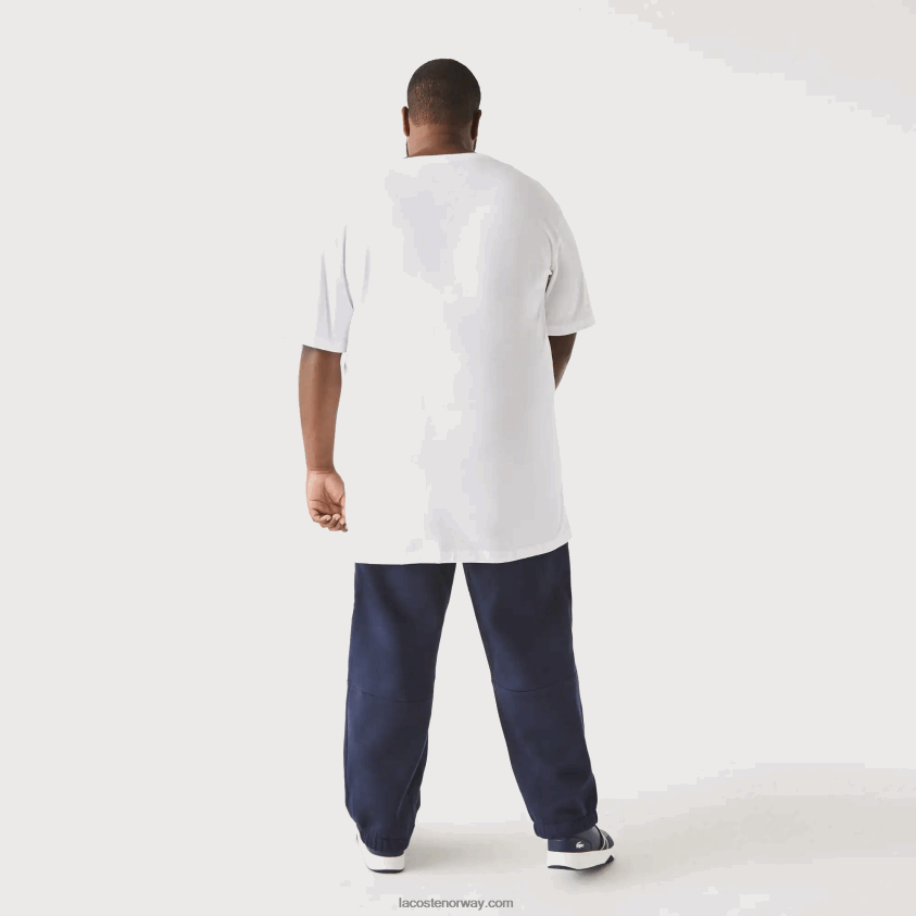 Lacoste bomullspoloskjorte med v-hals ribbet i vanlig passform (plus size) 4J4X0T707 hvit 001 menn