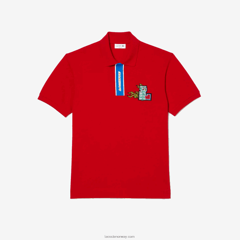 Lacoste kontraststolpe og krokodillemerke polo 4J4X0T633 rød 240 menn