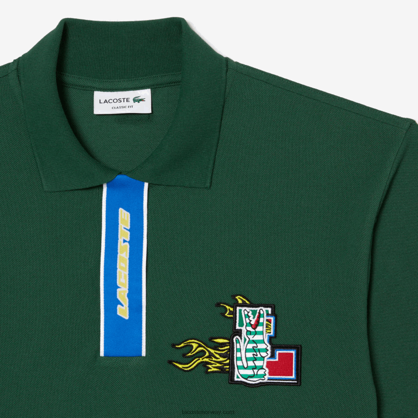 Lacoste kontraststolpe og krokodillemerke polo 4J4X0T634 grønn 132 menn