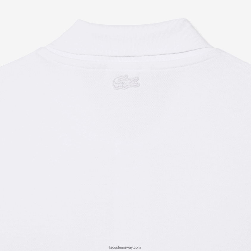 Lacoste kontraststolpe og krokodillemerke polo 4J4X0T635 hvit 001 menn