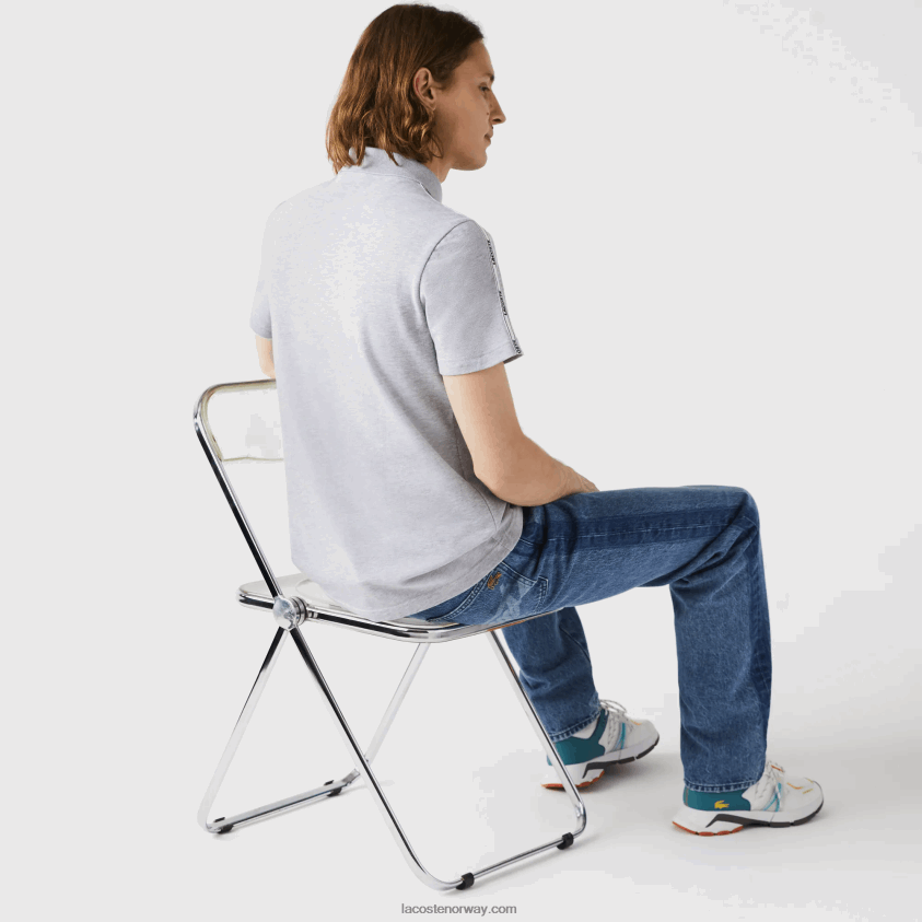 Lacoste merkede band med vanlig passform stretch bomullspolo 4J4X0T923 grå kine cca menn