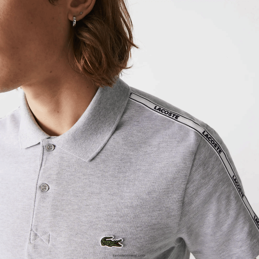 Lacoste merkede band med vanlig passform stretch bomullspolo 4J4X0T923 grå kine cca menn