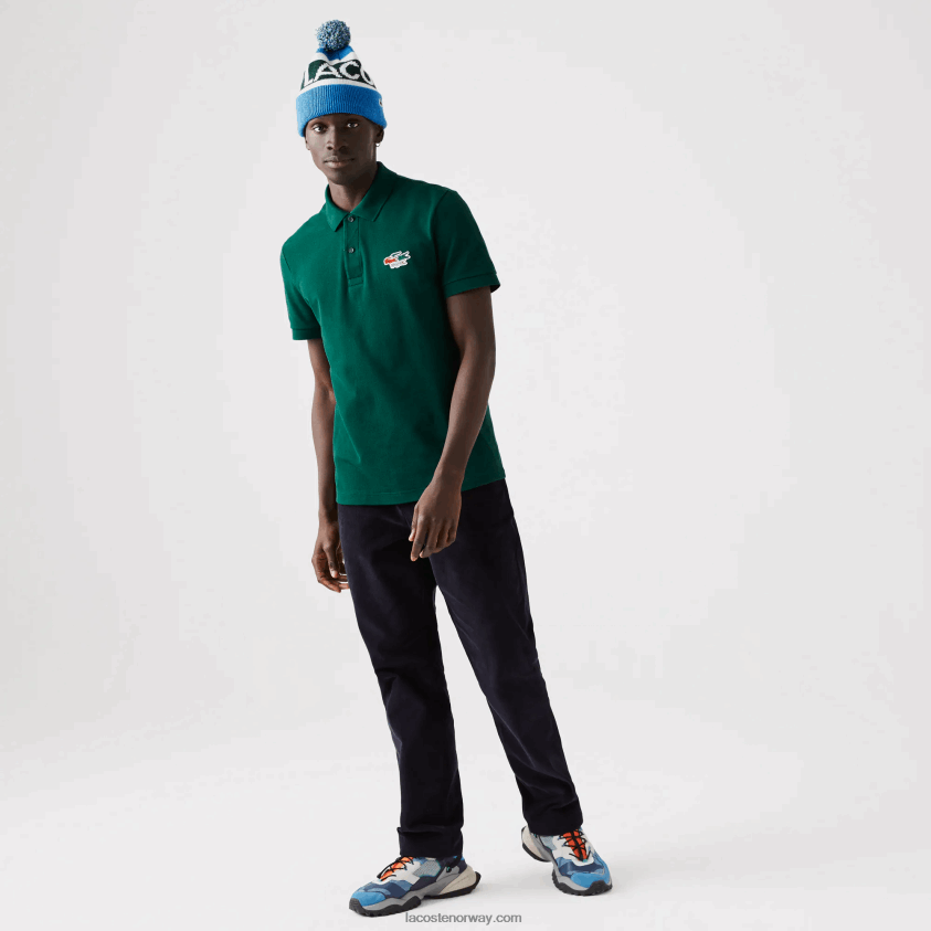 Lacoste normal passform krokodiller poloskjorte i økologisk bomull 4J4X0T843 grønn 3m2 menn