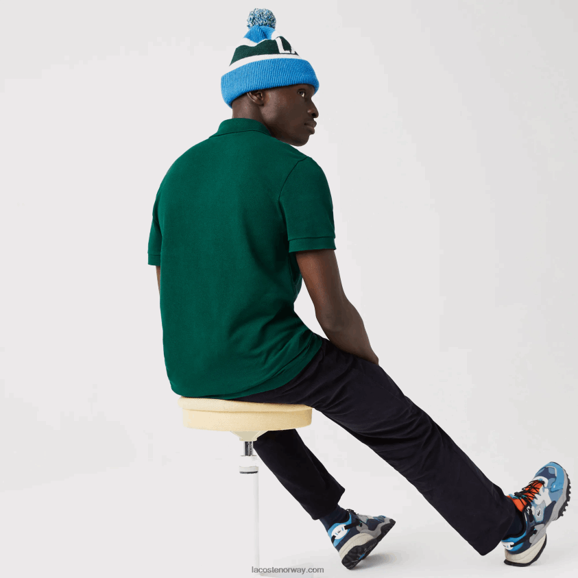 Lacoste normal passform krokodiller poloskjorte i økologisk bomull 4J4X0T843 grønn 3m2 menn