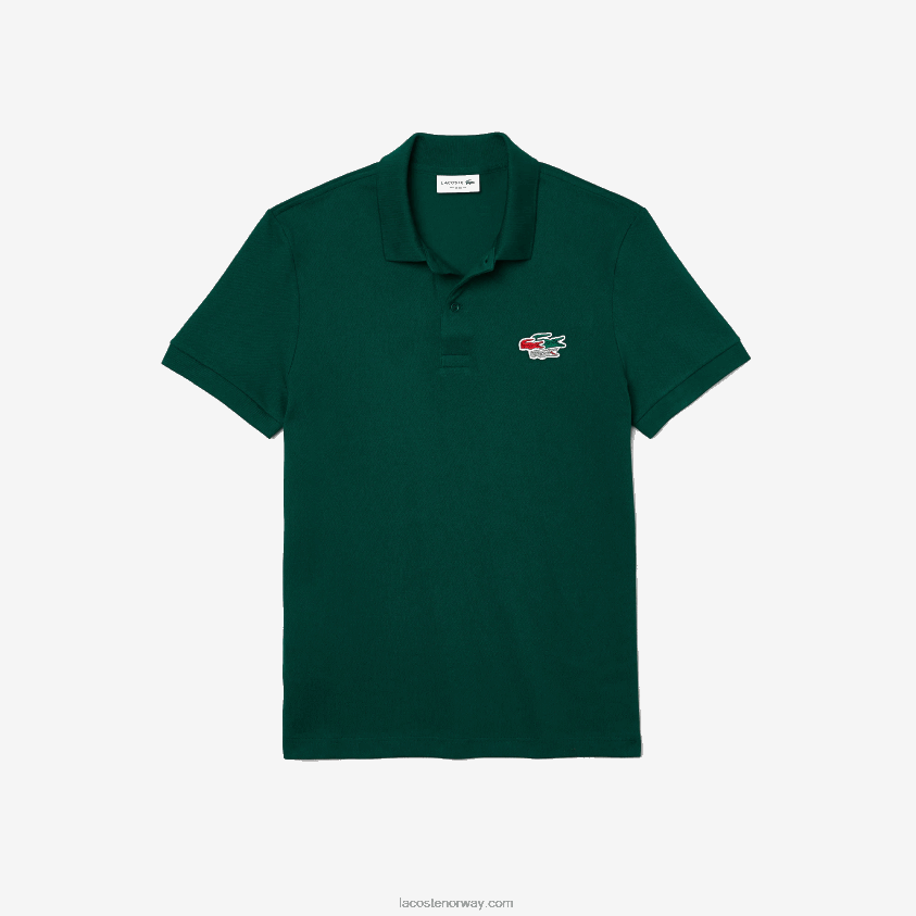 Lacoste normal passform krokodiller poloskjorte i økologisk bomull 4J4X0T843 grønn 3m2 menn