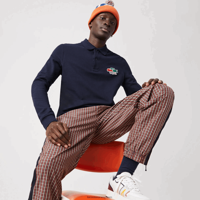 Lacoste normal passform poloskjorte i økologisk bomull 4J4X0T917 marineblå 166 menn