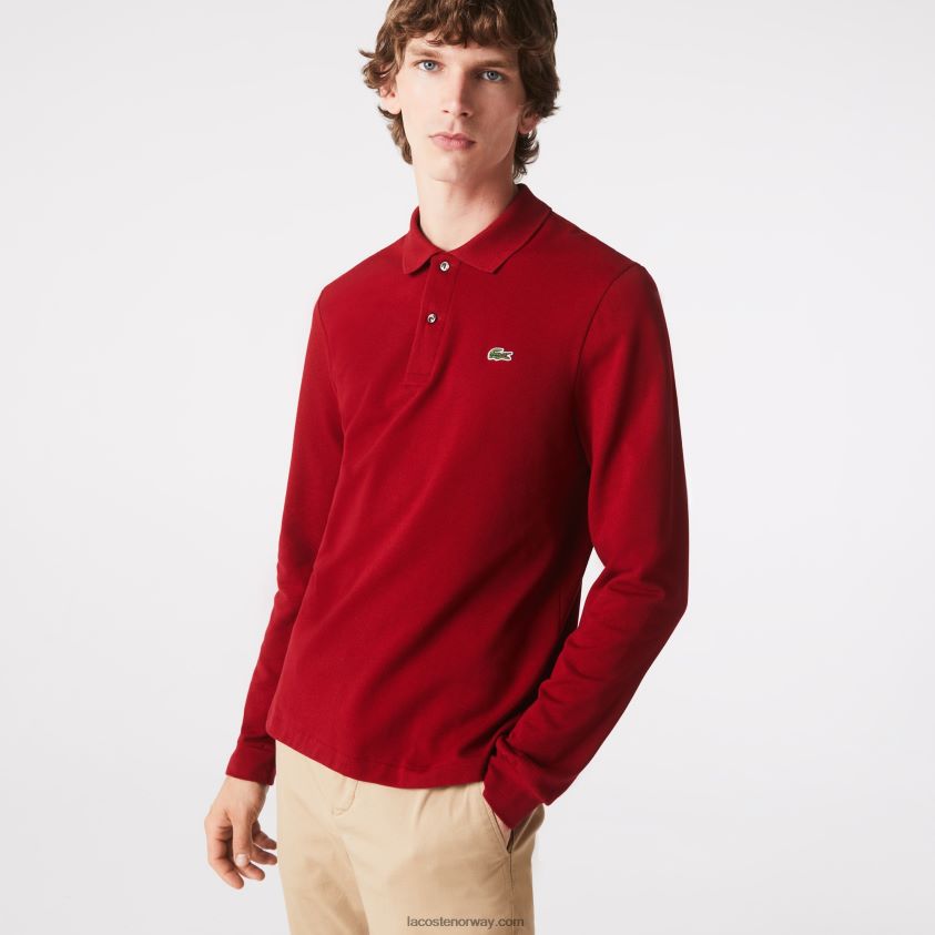 Lacoste original l.12.12 langermet polo 4J4X0T799 bordeaux 476 menn