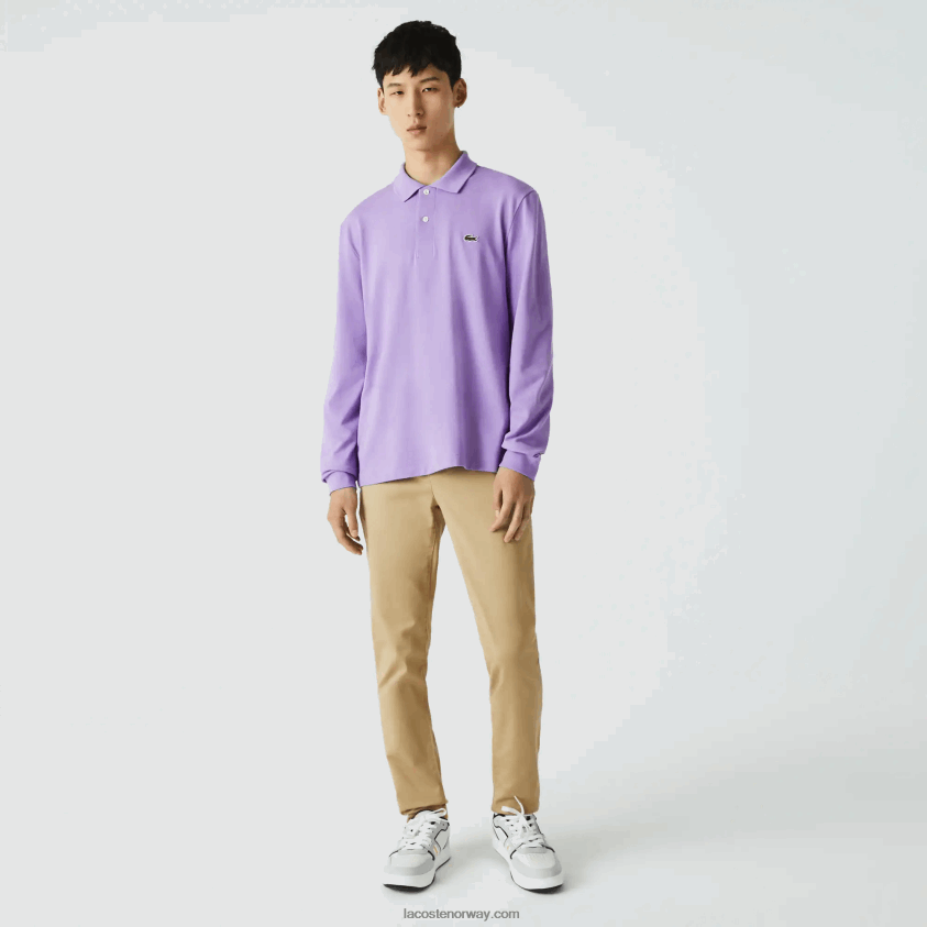 Lacoste original l.12.12 langermet polo 4J4X0T945 lilla gfu menn