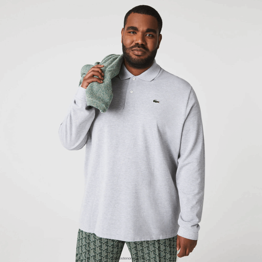 Lacoste original l.12.12 langermet varmepolo 4J4X0T787 grå kine cca menn