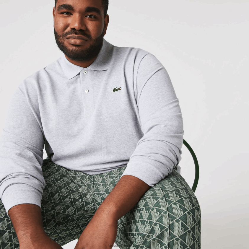 Lacoste original l.12.12 langermet varmepolo 4J4X0T787 grå kine cca menn
