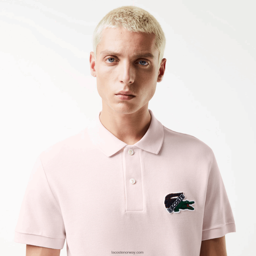 Lacoste piképolo i økologisk bomull 4J4X0T576 lys rosa t03 menn
