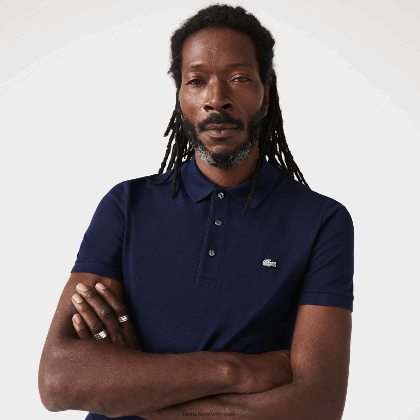Lacoste slim fit petit pique stretch polo 4J4X0T563 marineblå 166 menn