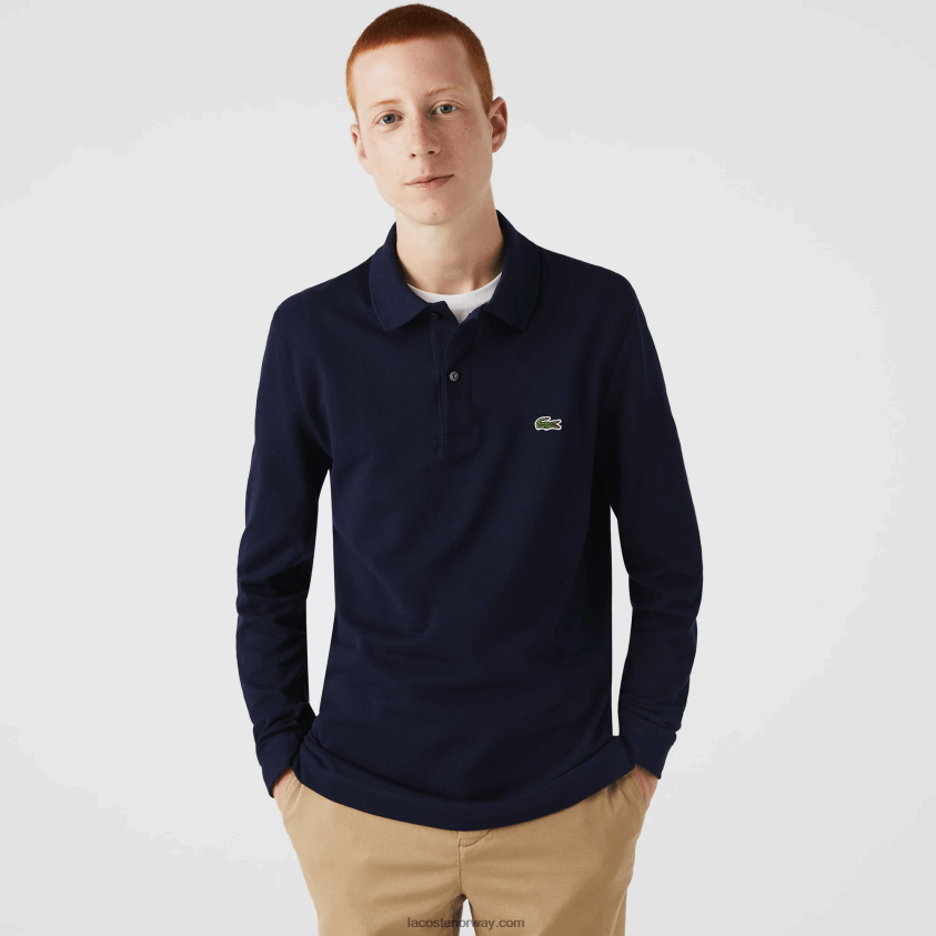Lacoste smal passform petit pique polo 4J4X0T687 marineblå 166 menn