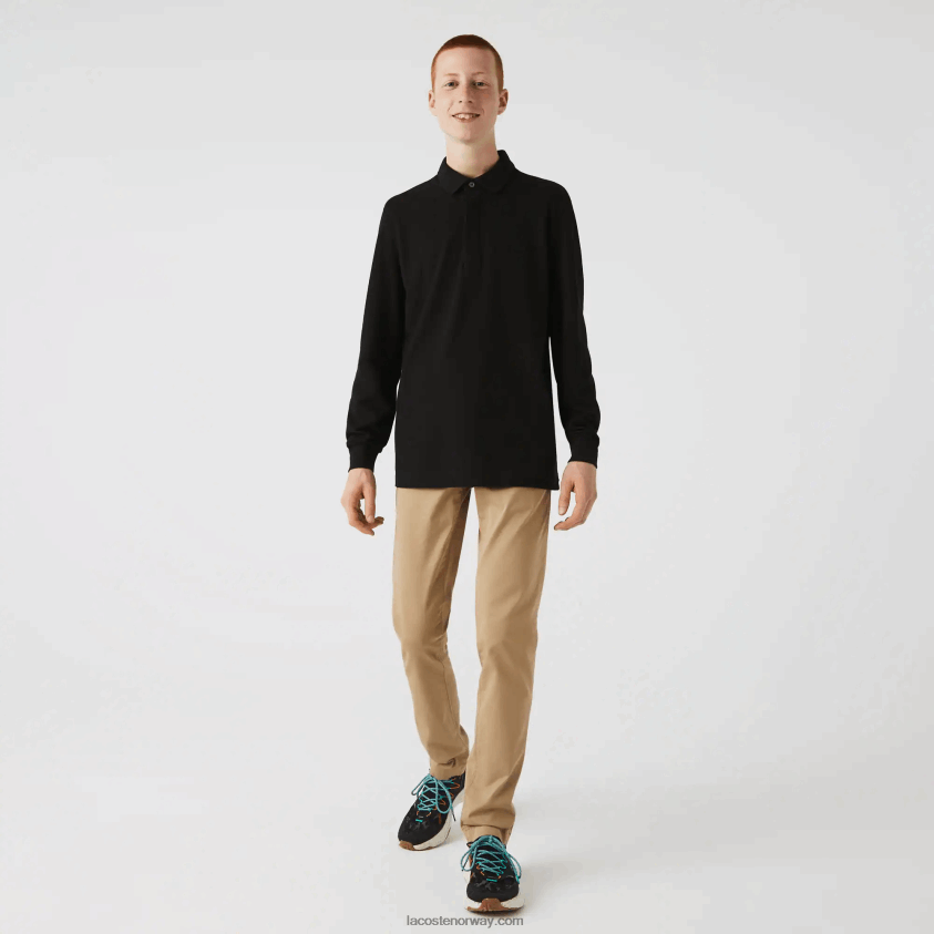 Lacoste smart paris langermet stretch pique polo i bomull 4J4X0T667 svart 031 menn