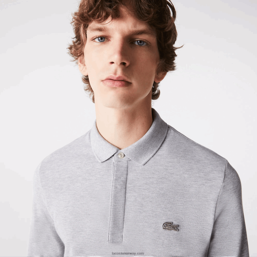 Lacoste smart paris langermet stretch pique polo i bomull 4J4X0T668 grå kine cca menn