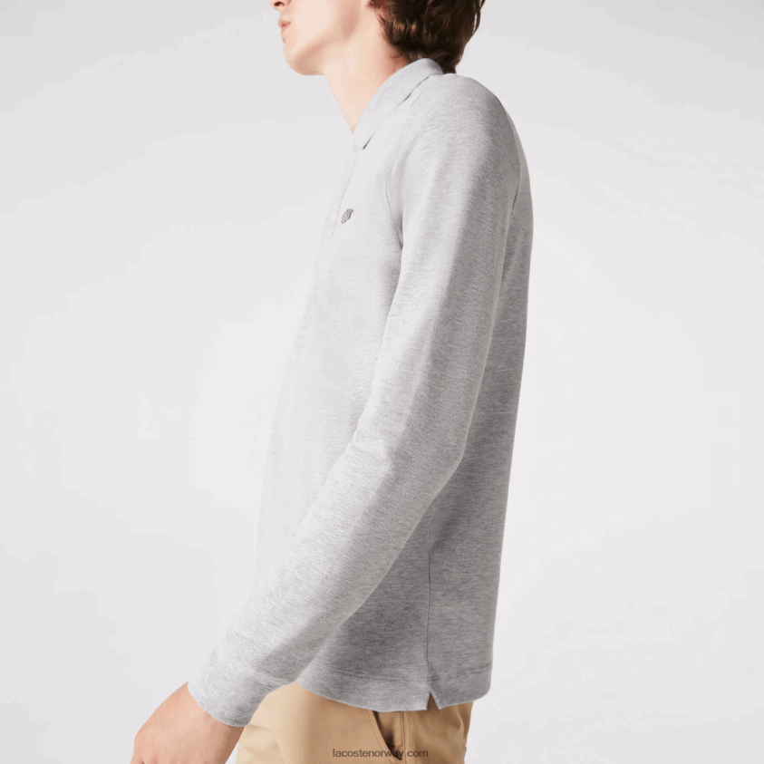 Lacoste smart paris langermet stretch pique polo i bomull 4J4X0T668 grå kine cca menn