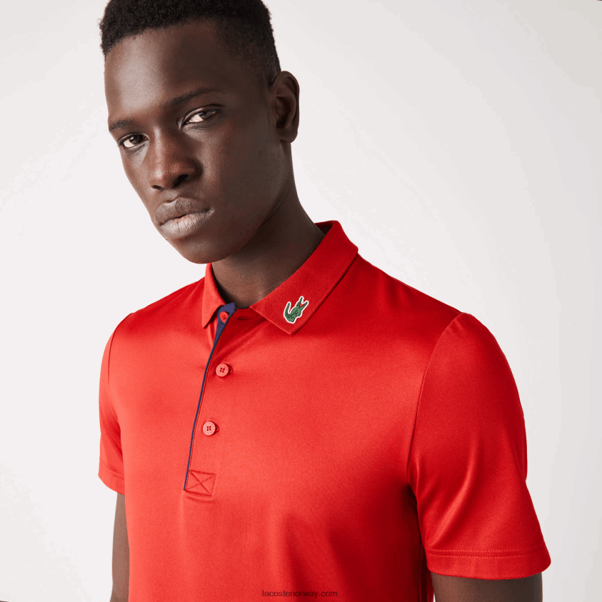 Lacoste sport jersey golf poloskjorte 4J4X0T597 rød marineblå 528 menn