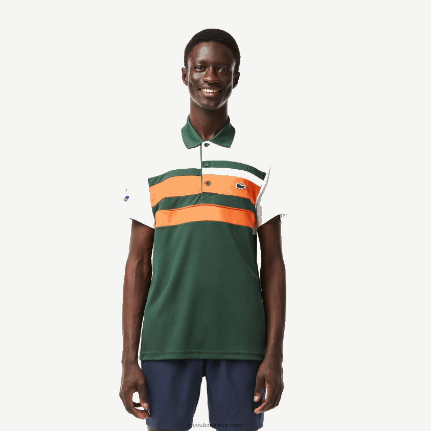 Lacoste sport miami open edition stripe polo 4J4X0T239 hvit oransje grønn t0i menn