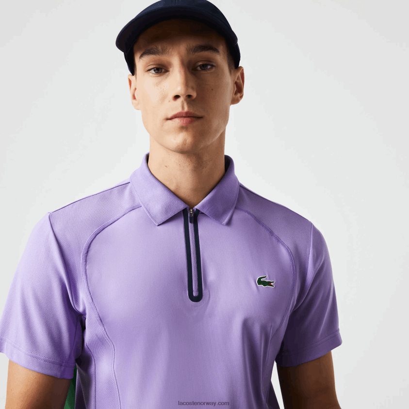 Lacoste sport termoregulerende ultratørr pique tennispolo 4J4X0T869 lilla marineblå 6gp menn