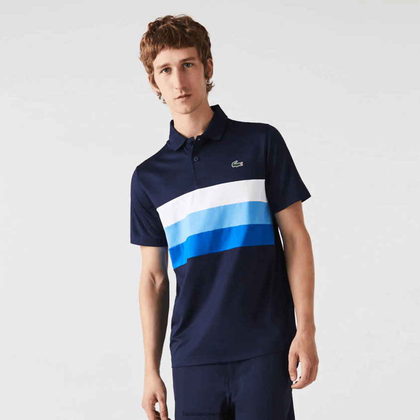 Lacoste sport tricolor stripe golfpolo 4J4X0T826 marine hvit blå zf2 menn