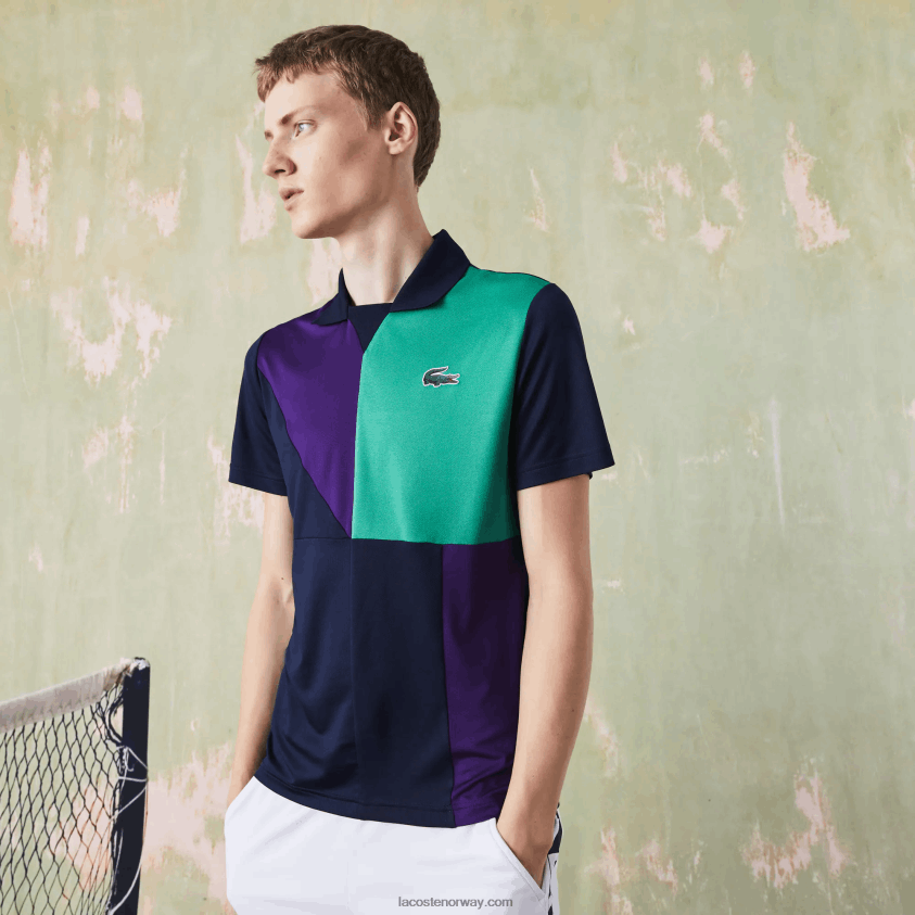 Lacoste sport ultratørr pique tennispolo 4J4X0T784 marineblå lilla grønn xc3 menn