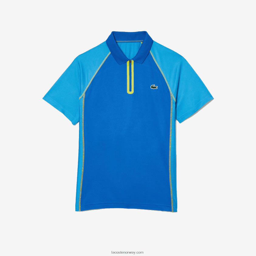 Lacoste tennis polo i resirkulert polyester med ultratørr teknologi 4J4X0T138 blå gul aw9 menn