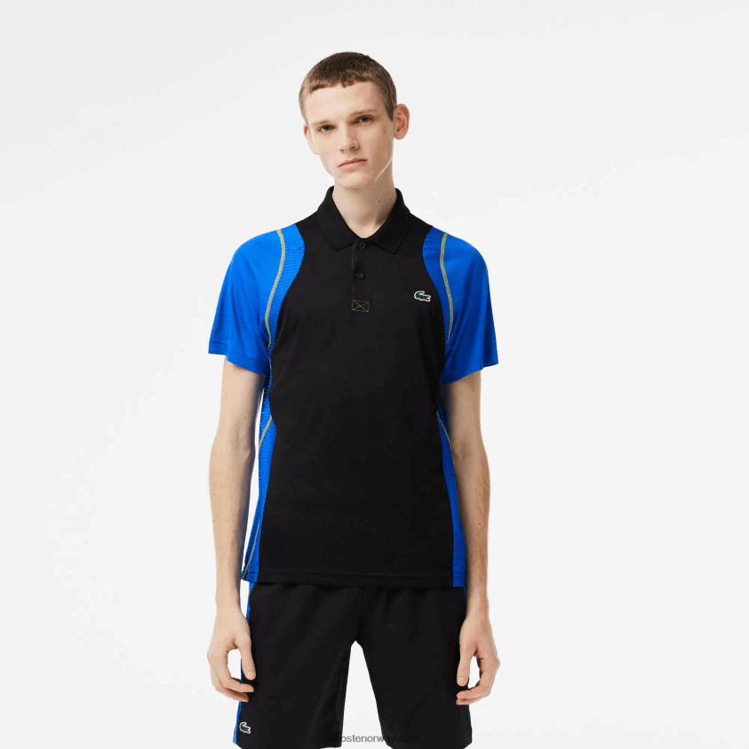 Lacoste tennis poloskjorte i resirkulert polyester 4J4X0T85 svart blå gul xis menn