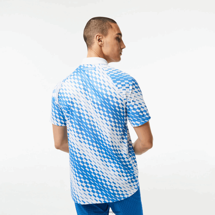 Lacoste tennis x novak djokovic fan versjon polo 4J4X0T109 hvit blå ga7 menn