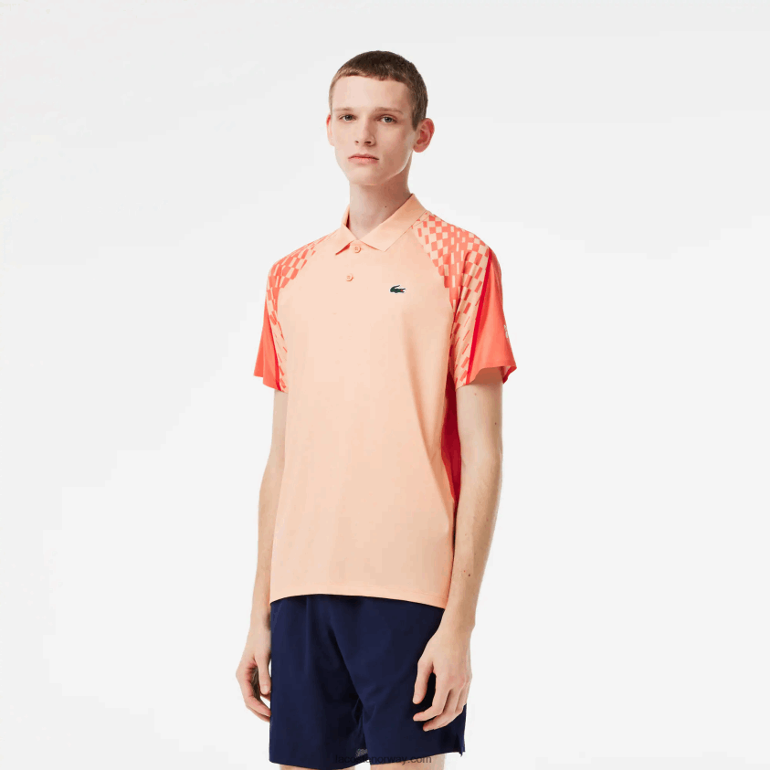 Lacoste tennis x novak djokovic tricolor polo 4J4X0T237 lys oransje oransje rød t7i menn