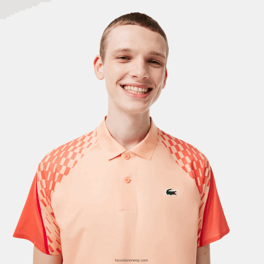Lacoste tennis x novak djokovic tricolor polo 4J4X0T237 lys oransje oransje rød t7i menn