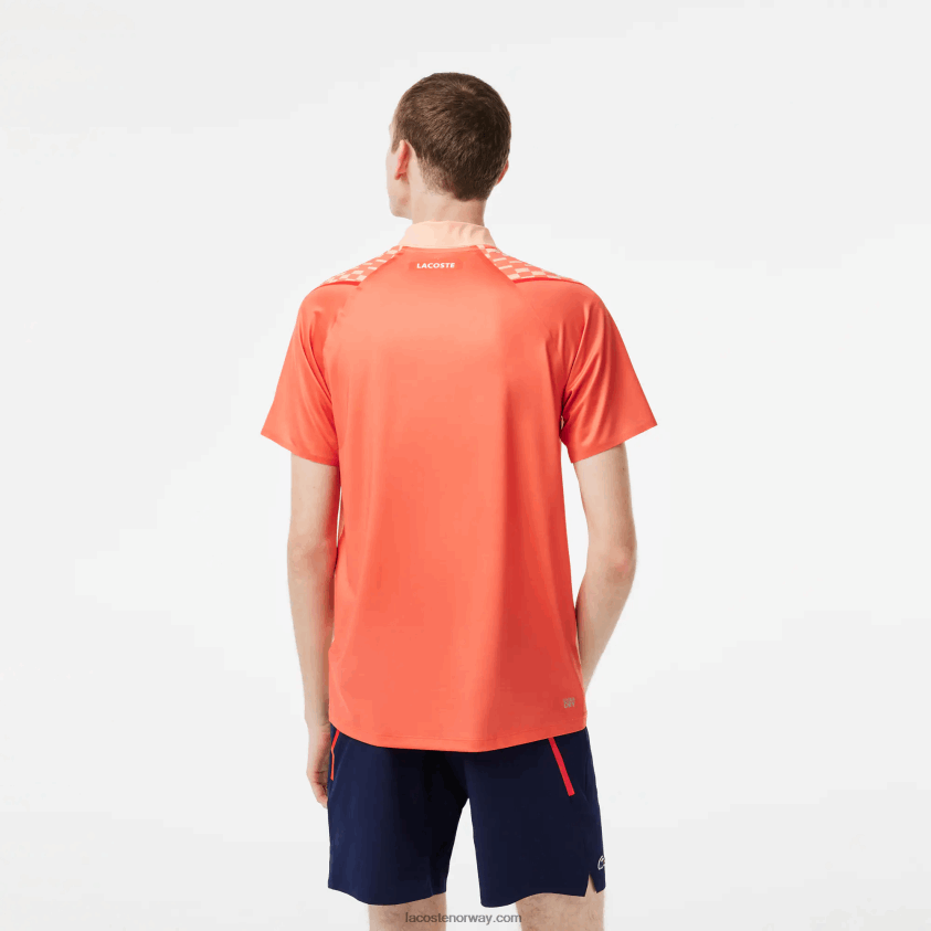 Lacoste tennis x novak djokovic tricolor polo 4J4X0T237 lys oransje oransje rød t7i menn