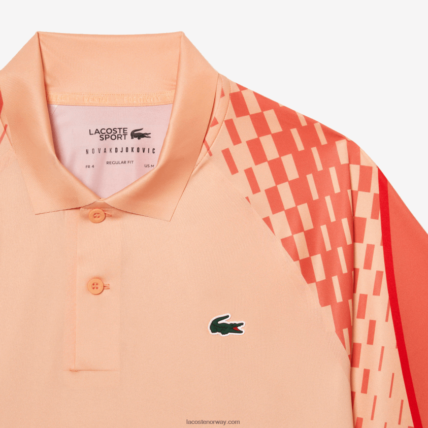 Lacoste tennis x novak djokovic tricolor polo 4J4X0T237 lys oransje oransje rød t7i menn