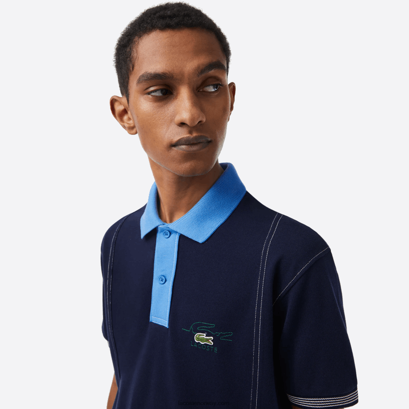 Lacoste tofarget polo i økologisk bomull 4J4X0T262 marineblå f65 menn