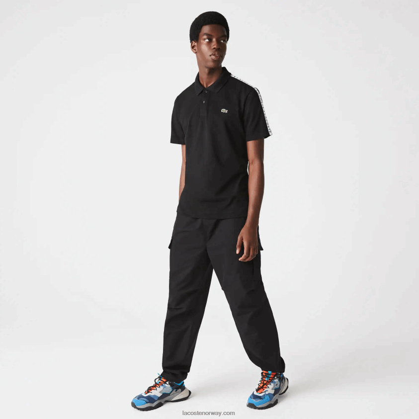 Lacoste ultralett polo i bomull med bokstaver 4J4X0T816 svart 031 menn