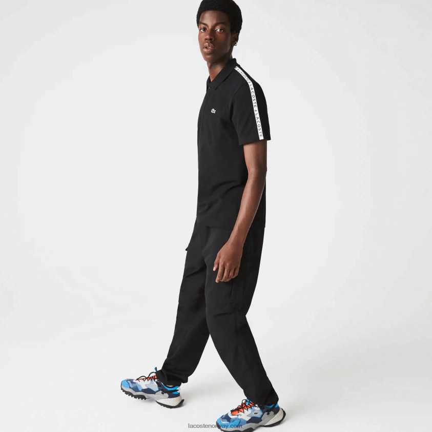 Lacoste ultralett polo i bomull med bokstaver 4J4X0T816 svart 031 menn