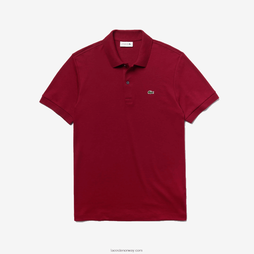 Lacoste vanlig passform pima bomullspolo 4J4X0T258 bordeaux 476 menn