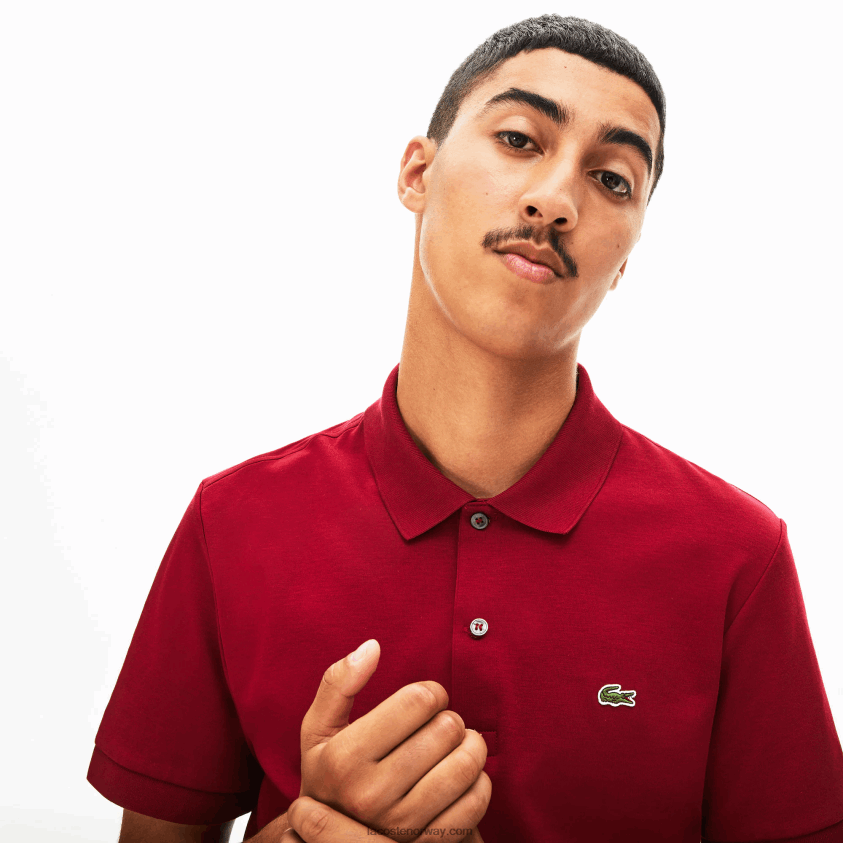 Lacoste vanlig passform pima bomullspolo 4J4X0T258 bordeaux 476 menn