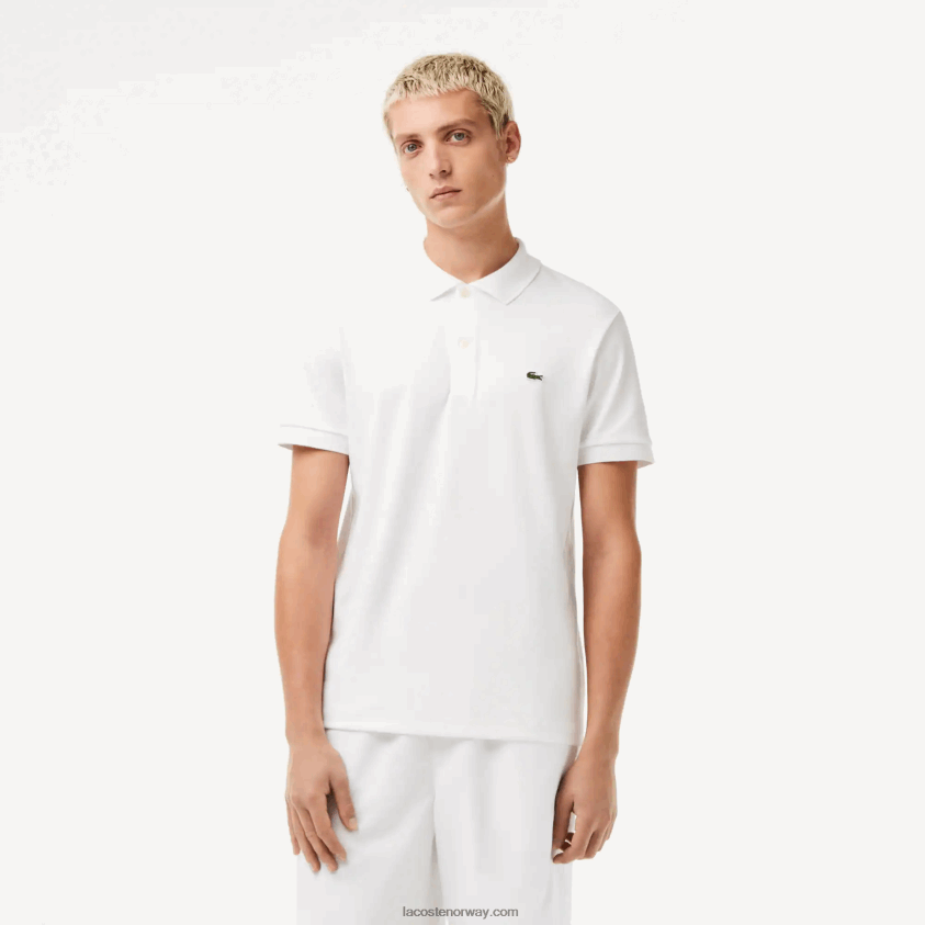 Lacoste vanlig passform pima bomullspolo 4J4X0T802 hvit 001 menn