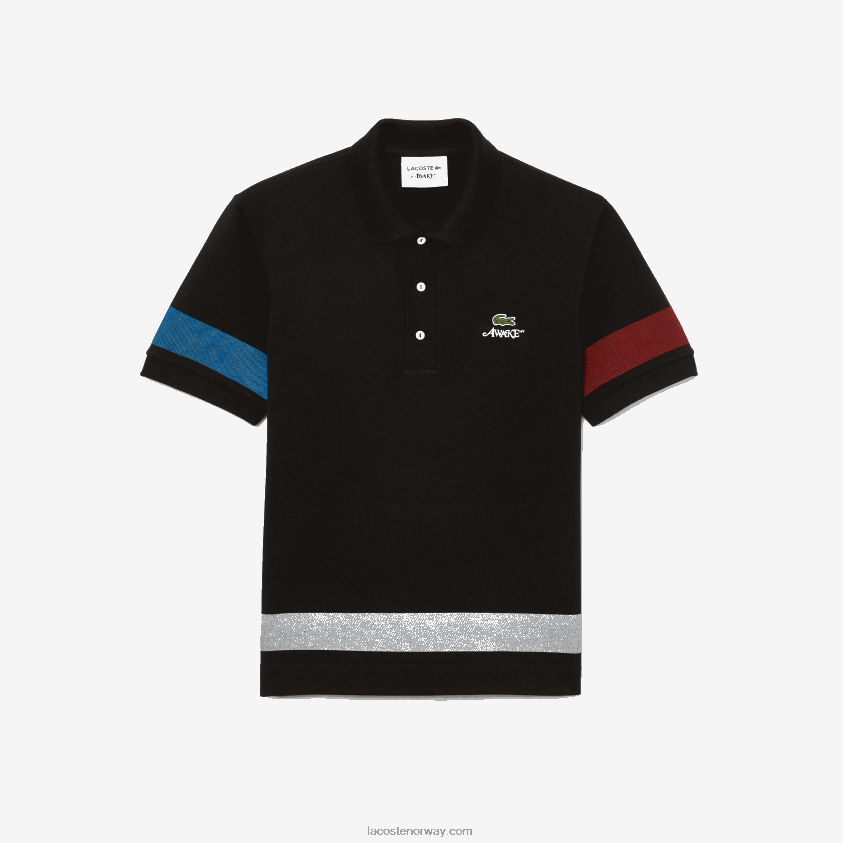 lacoste x awake ny color-block bomull pique polo 4J4X0T899 svart 031 menn