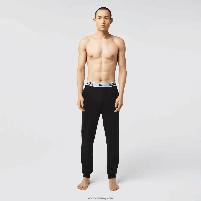 Lacoste merkede midje pyjamasbukser med krokodilleprint 4J4X0T1523 svart 031 menn