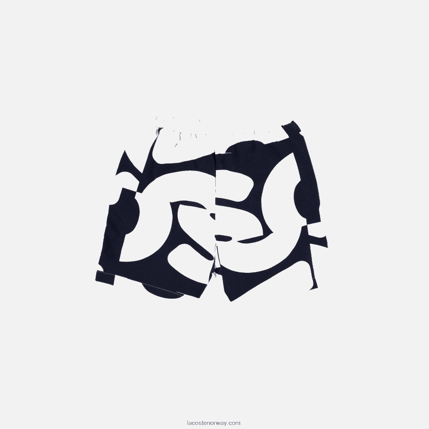 Lacoste Heritage grafisk trykk bomull fleece shorts 4J4X0T1637 marineblå hvit 525 menn