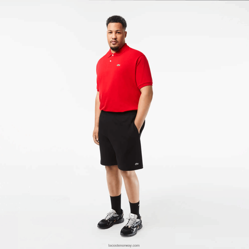 Lacoste børstet fleeceshorts i økologisk bomull - plus size - stor 4J4X0T463 svart 031 menn