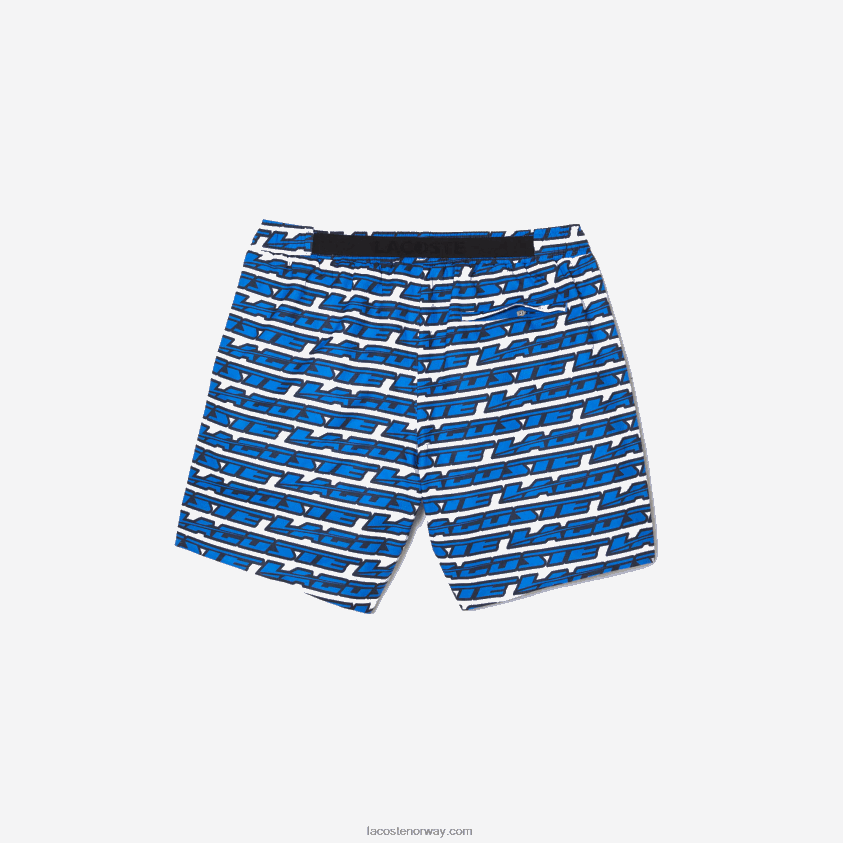 Lacoste badebukser med tofarget trykk 4J4X0T524 hvit blå evt menn