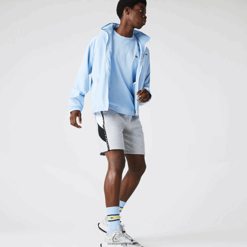 Lacoste fleece-bermudashorts med bokstaver 4J4X0T1603 grå kine hvit svart p0f menn