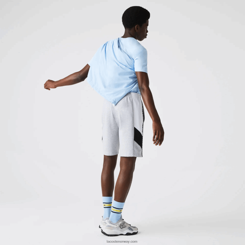 Lacoste fleece-bermudashorts med bokstaver 4J4X0T1603 grå kine hvit svart p0f menn