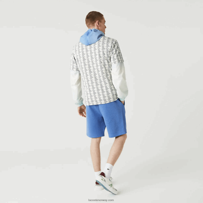 Lacoste fleeceshorts med signaturtrykk 4J4X0T1435 blå kine hg3 menn