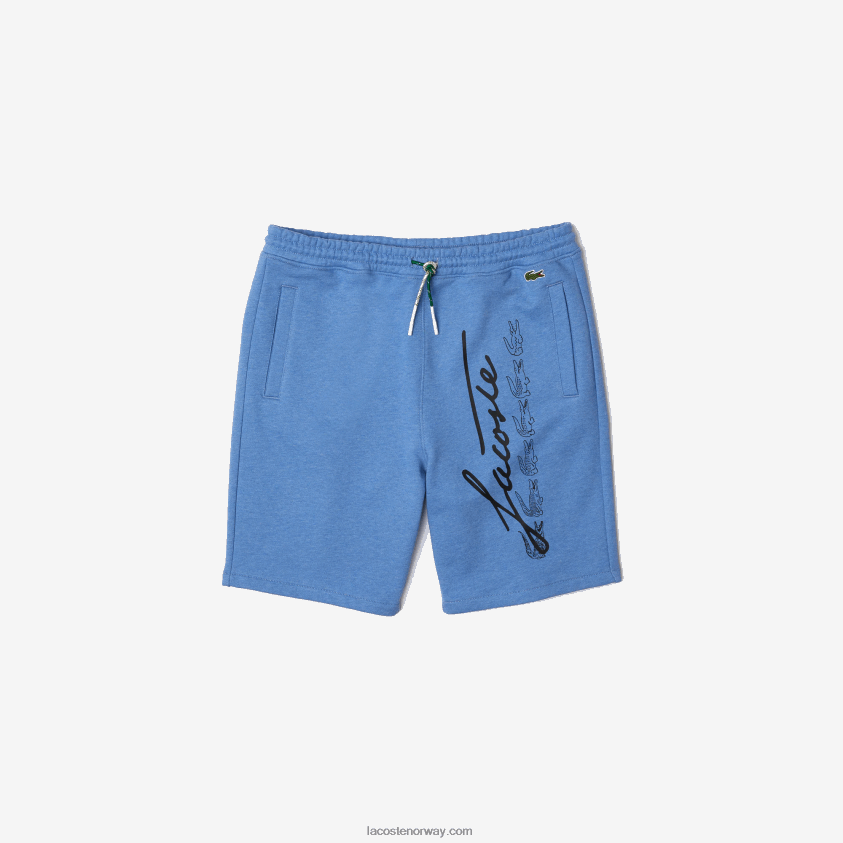 Lacoste fleeceshorts med signaturtrykk 4J4X0T1435 blå kine hg3 menn