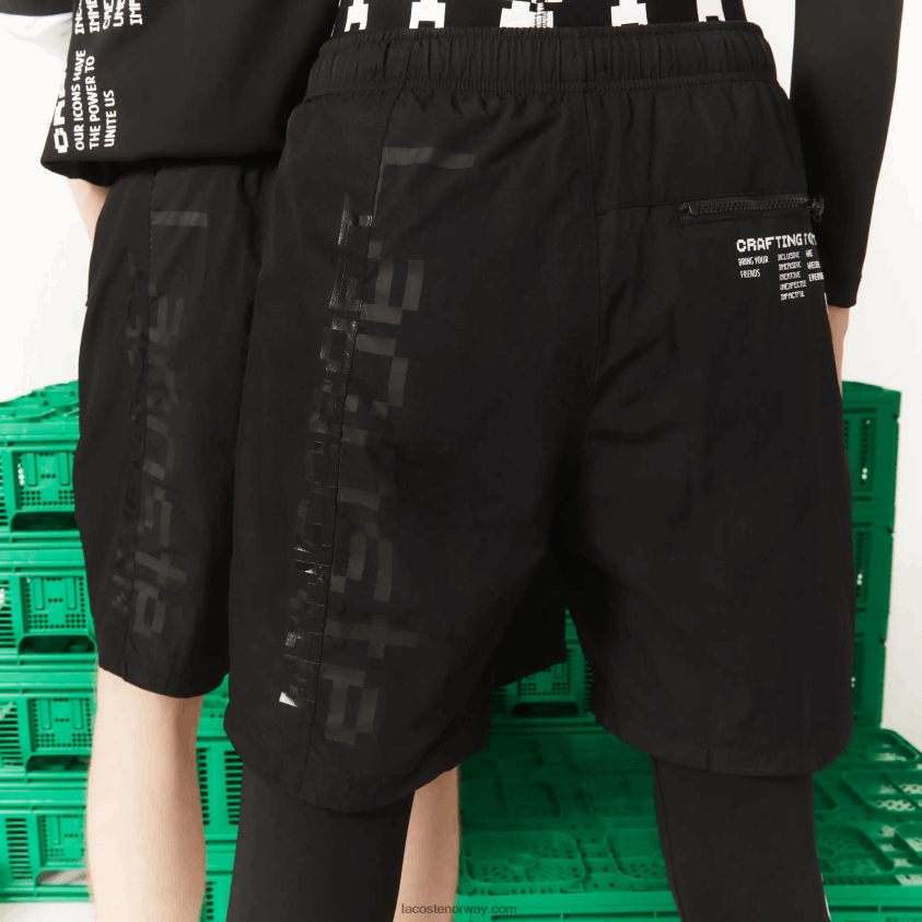 Lacoste live x minecraft nylon bermuda-shorts 4J4X0T1634 svart 031 menn