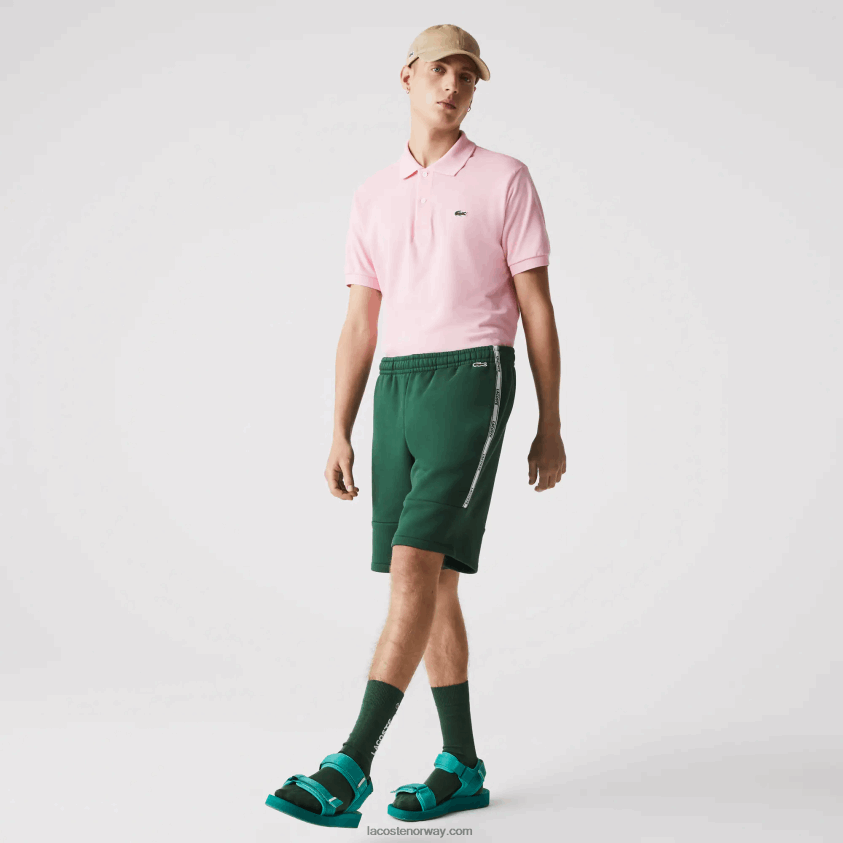 Lacoste merkede bånd shorts i bomullsfleeceblanding 4J4X0T1539 grønn 132 menn