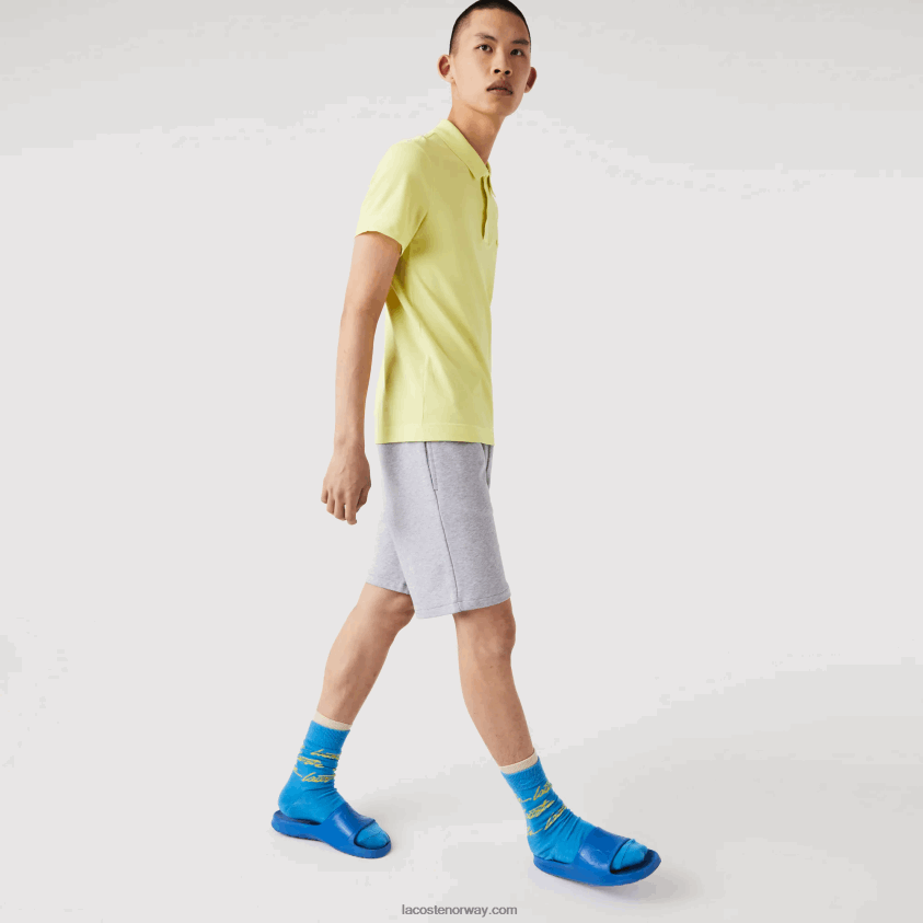 Lacoste oversized fleeceshorts i økologisk bomull med krokodilletrykk 4J4X0T1418 grå kine cca menn